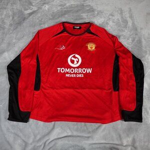 Tomorrow Never Dies Long Sleeve #77 Soccer Jersey Mens Large Sports Red